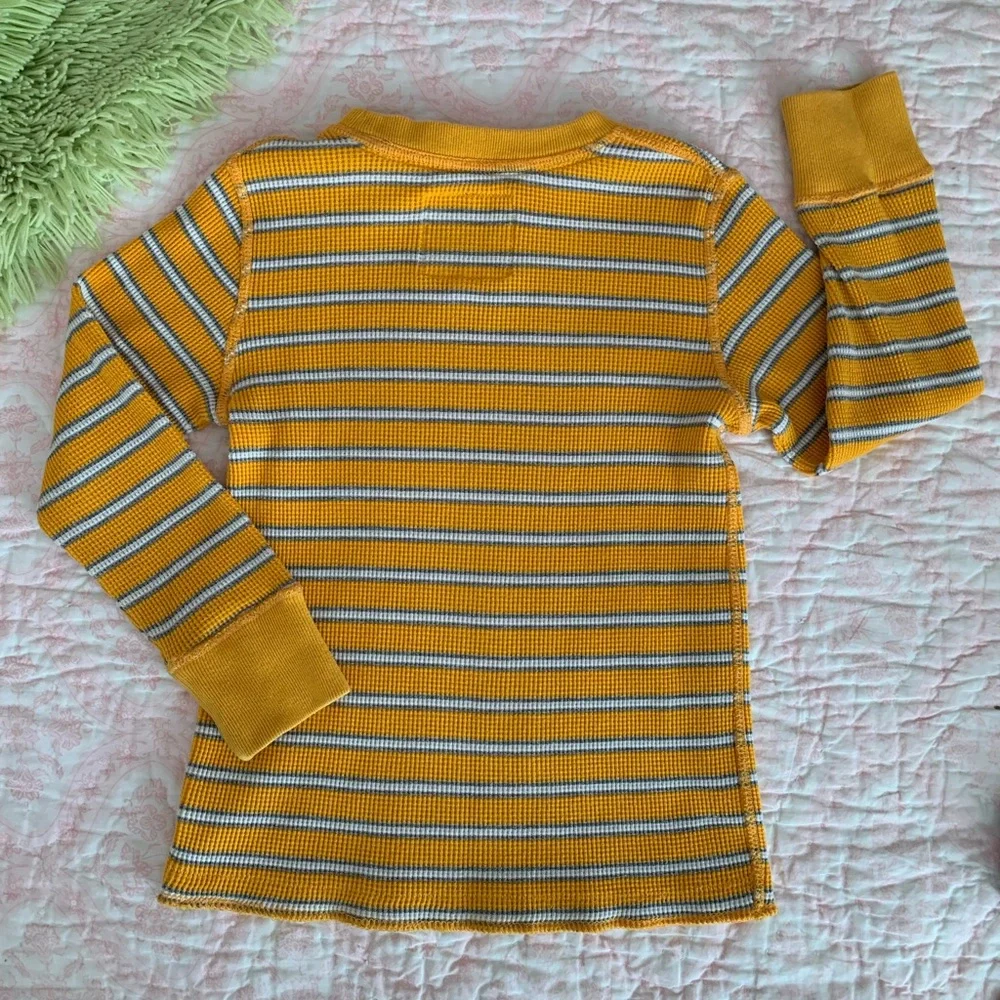 Children's Place Authentic Sportswear Thermal Shirt Boys S (5/6) Yellow Striped